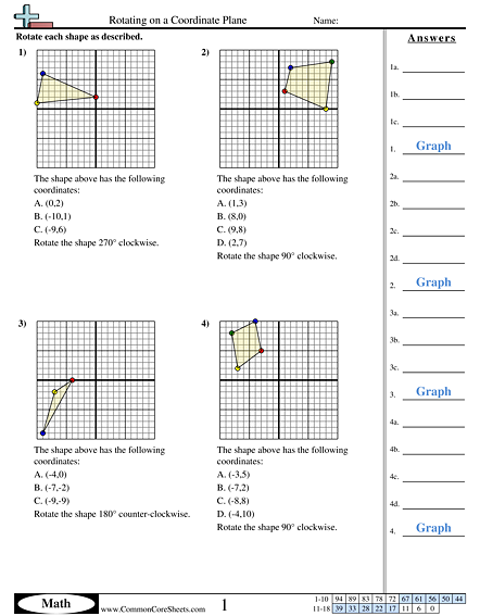 Grid Worksheets - Rotating on a Coordinate Plane  worksheet